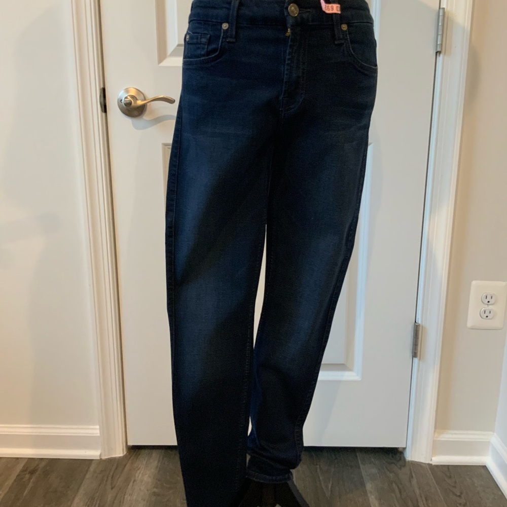 7 For All Mankind Deep Blue Straight Leg Jeans